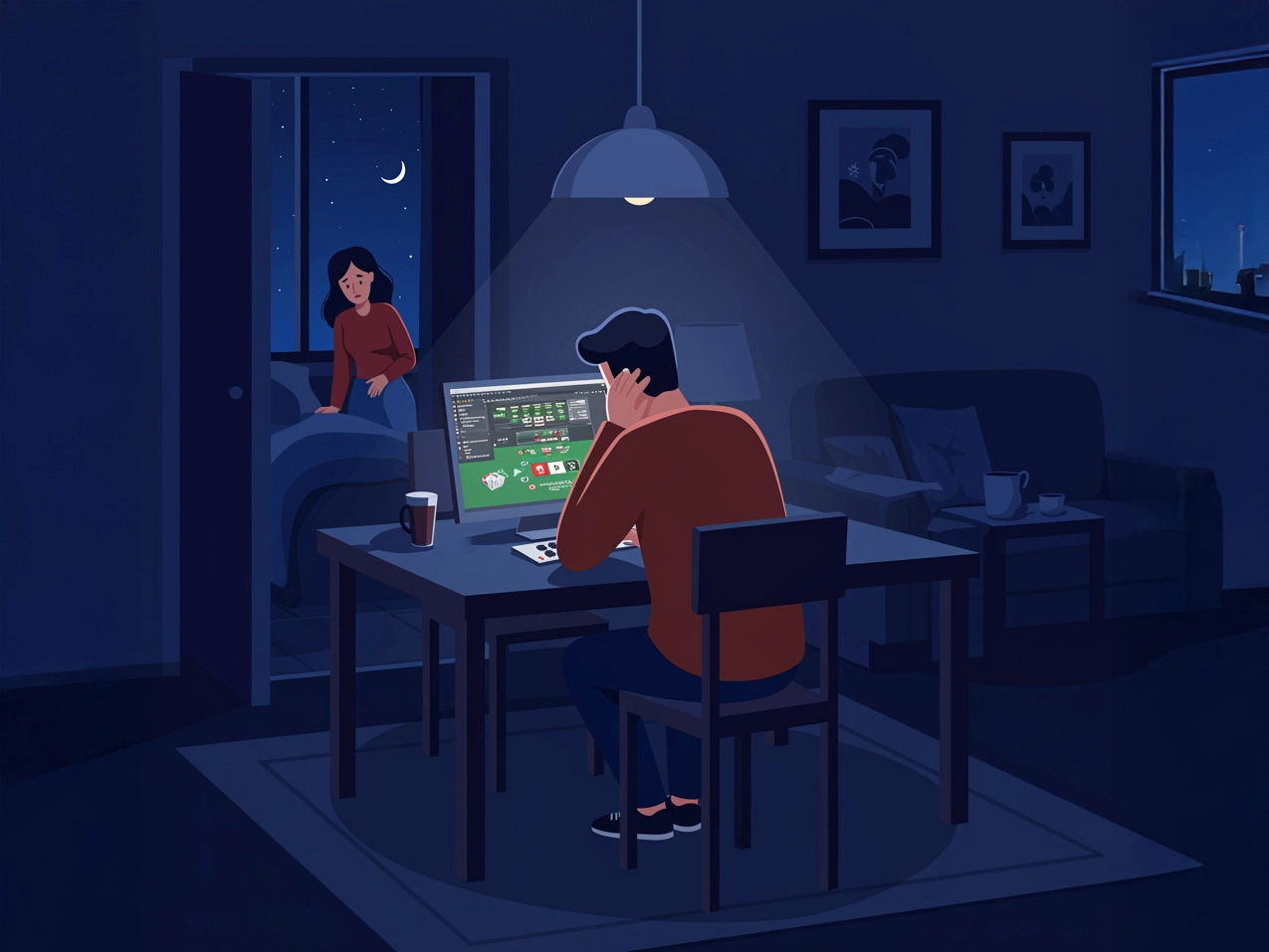 uomo dipendente dal gioco